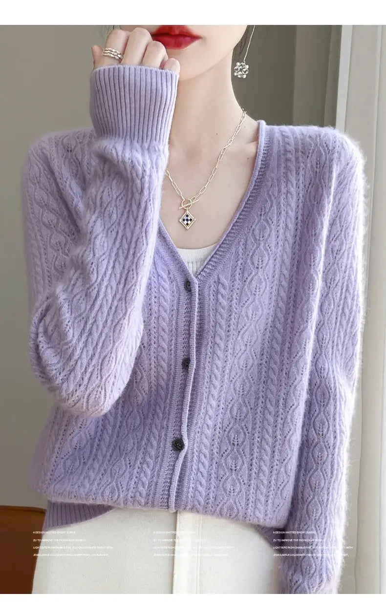 Women Merino Wool Cashmere Cardigan