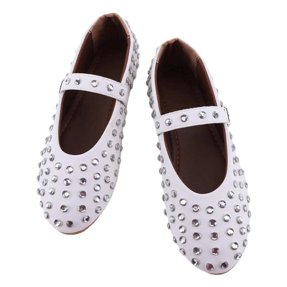 Women Crystal Ballerina Shoes Rhinestone Flats