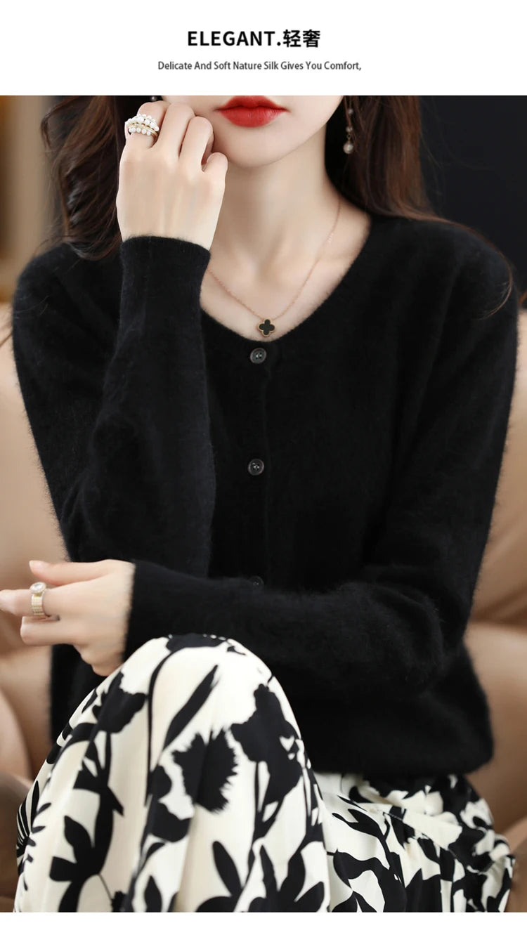 Women's Mink Cashmere Knit Cardigan