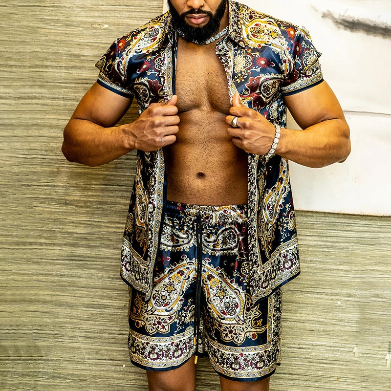 Men Hawaiian Floral Shorts Set