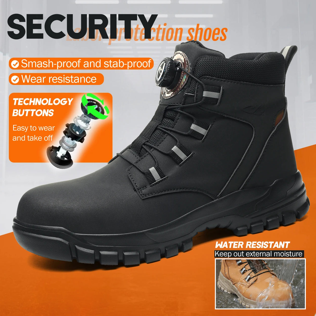 Men Waterproof Indestructible Safety Work Boots