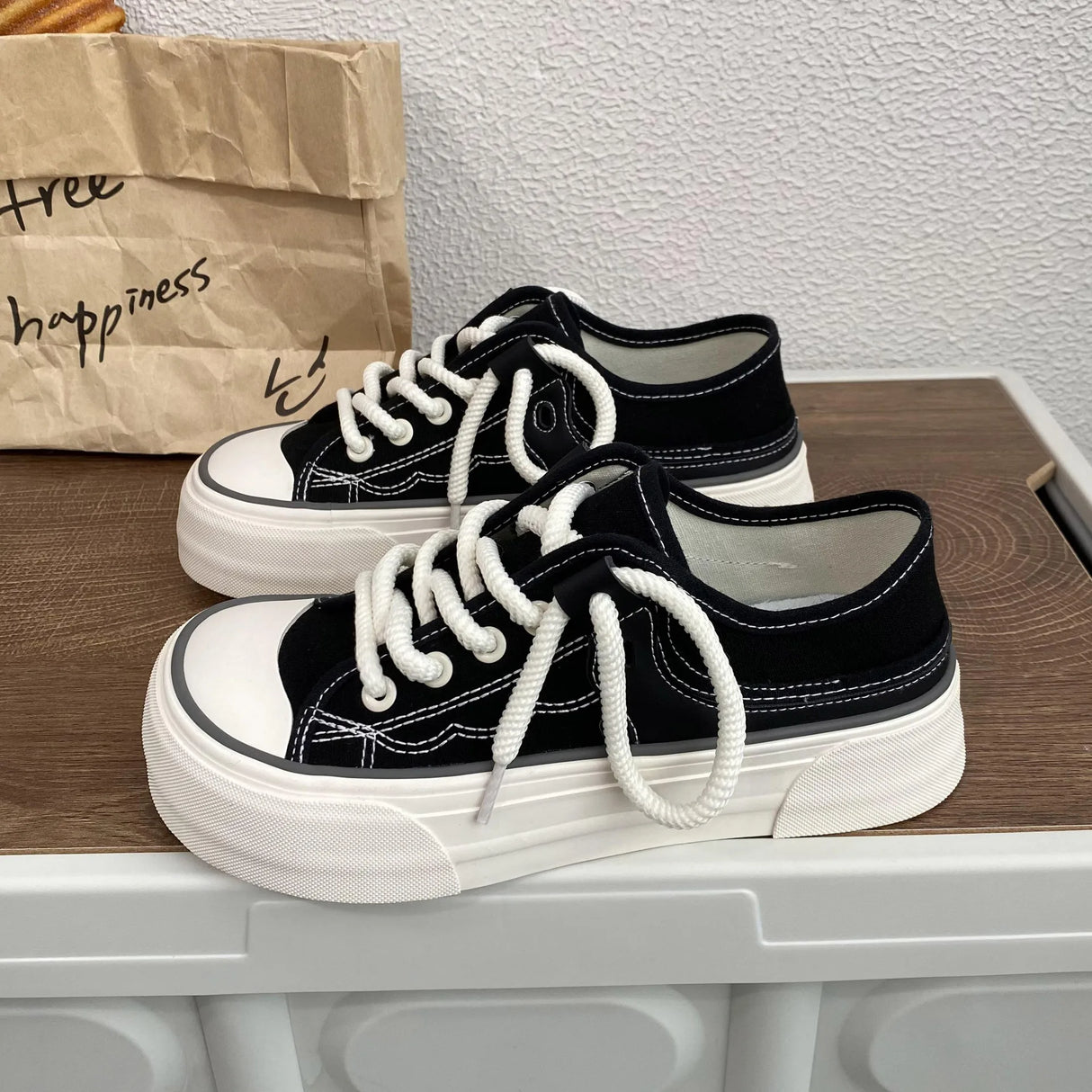 Women Canvas Sneakers Non Slip Lace Up Flats