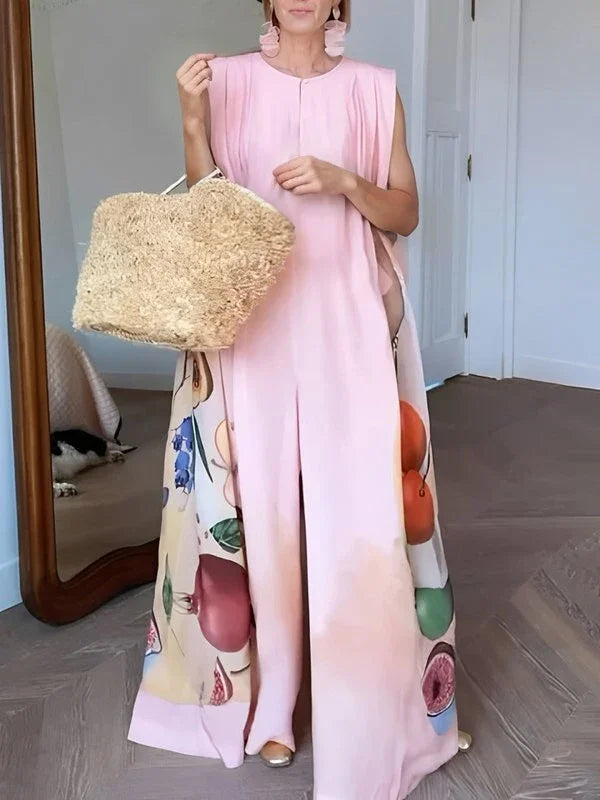 TropiLuxe™ – Fruit Print Summer Jumpsuit (Wide Leg, Colorful & Lightweight)