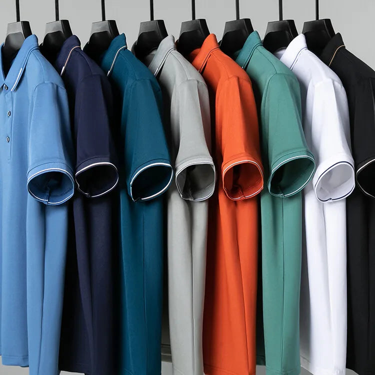 Men Luxury Silk Cotton Polo Shirt