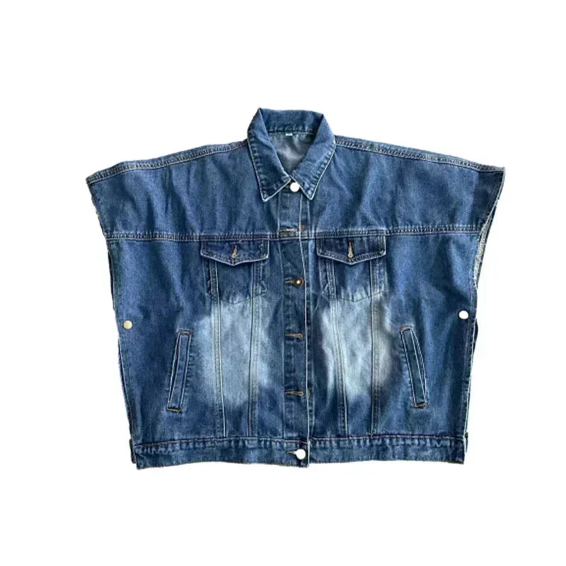 Women’s Sleeveless Vintage Denim Cardigan Coat