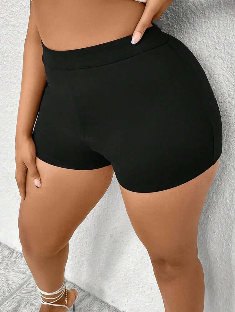 Women Plus Size Asymmetric Mini Shorts