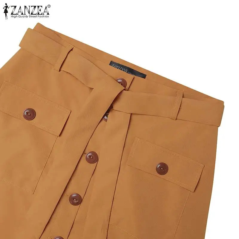 Women Buttoned Cargo Skirt