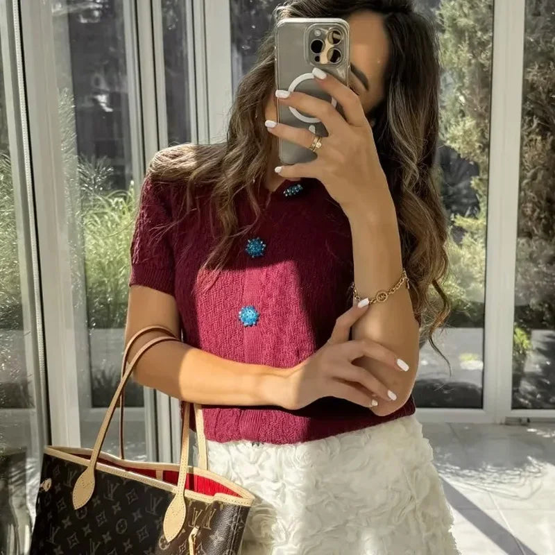 Women's Cropped Knit Cardigan Jacket