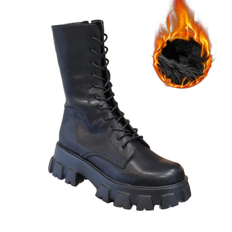 Women Mid Calf Boots Slip On Cowgirl Style