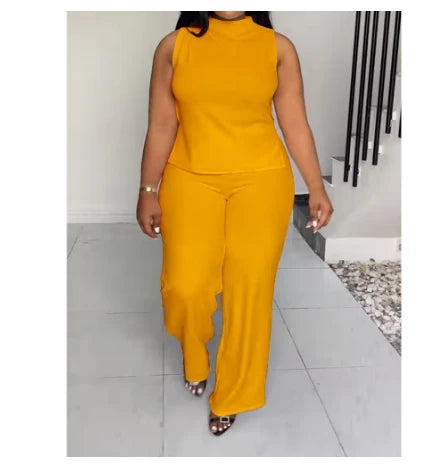 Plus Size Sleeveless Shirt Set