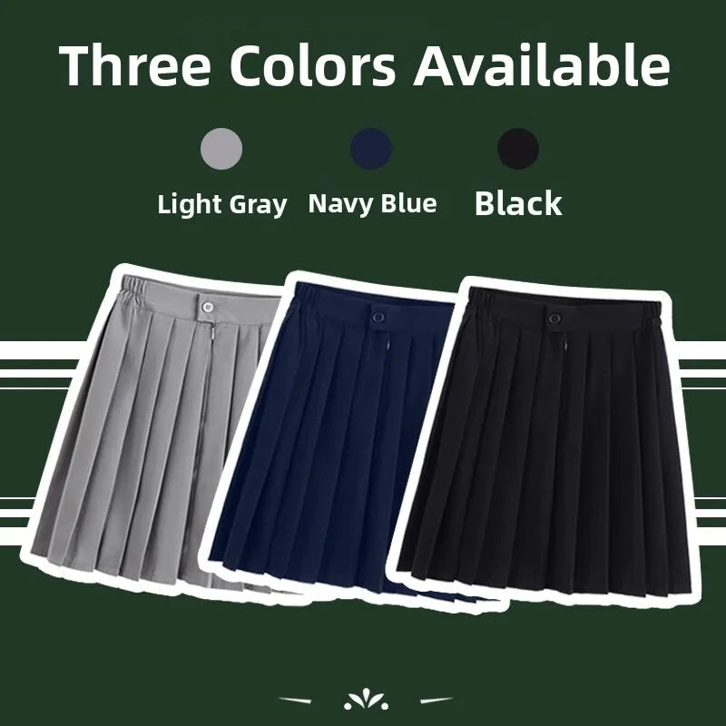 Women Pleated Midi College Skirt