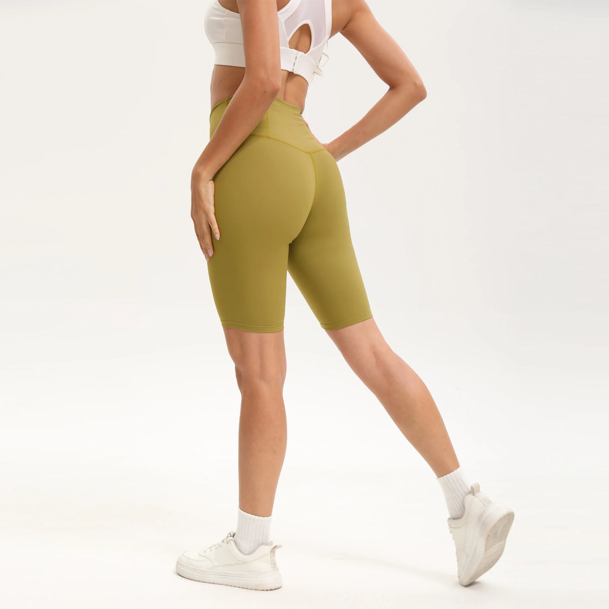 Women High Waist 3 Pocket Bike Shorts