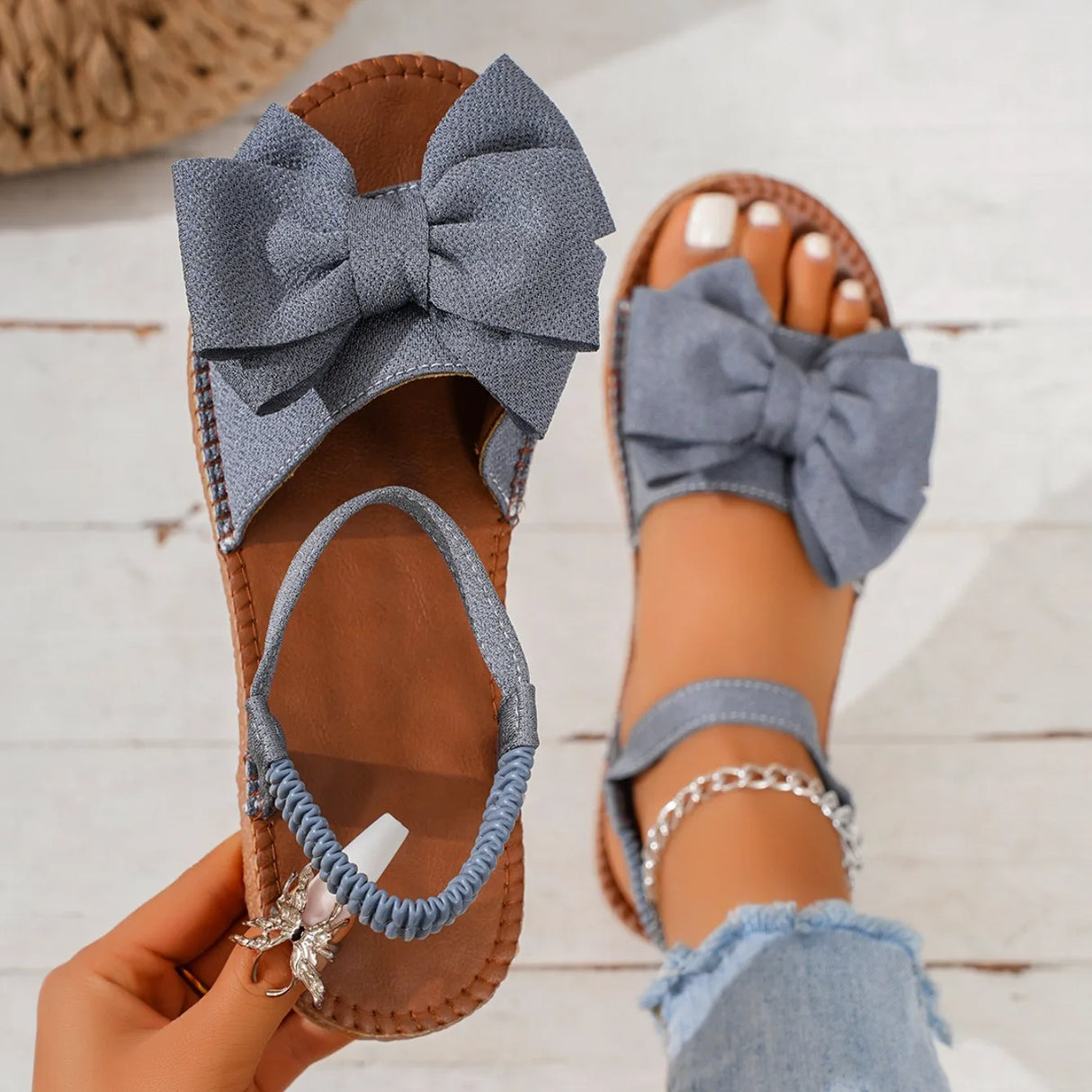 Women Bow Tie Sandals Casual Summer Slides