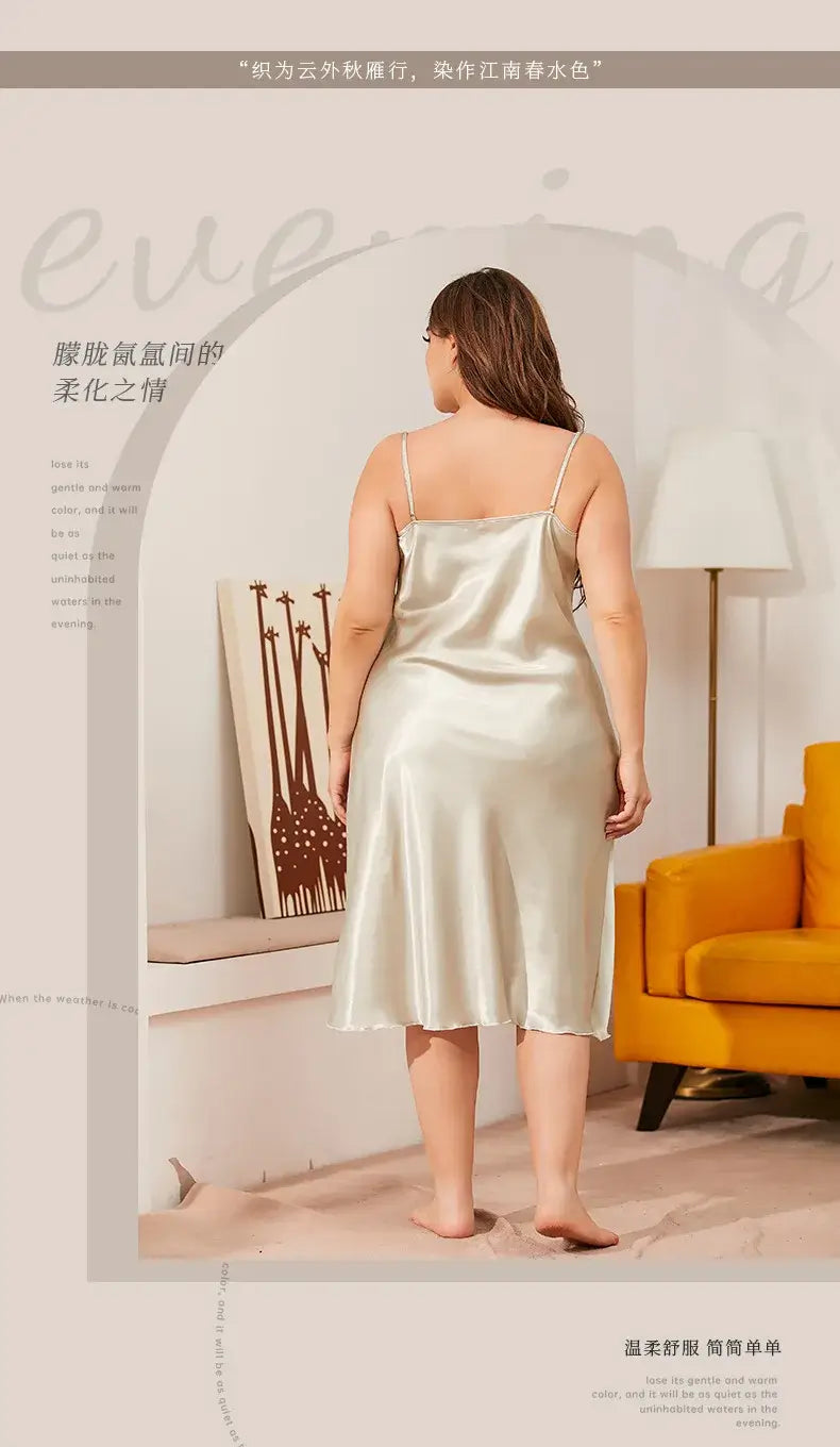 Women Satin Chemise Nightdress Plus Size Sleepwear