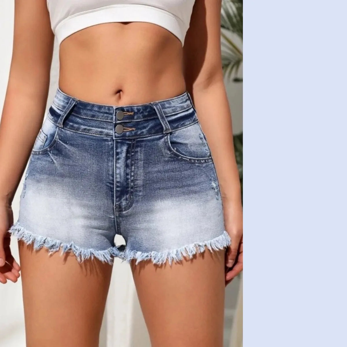 Women Ripped Tassel Denim Shorts