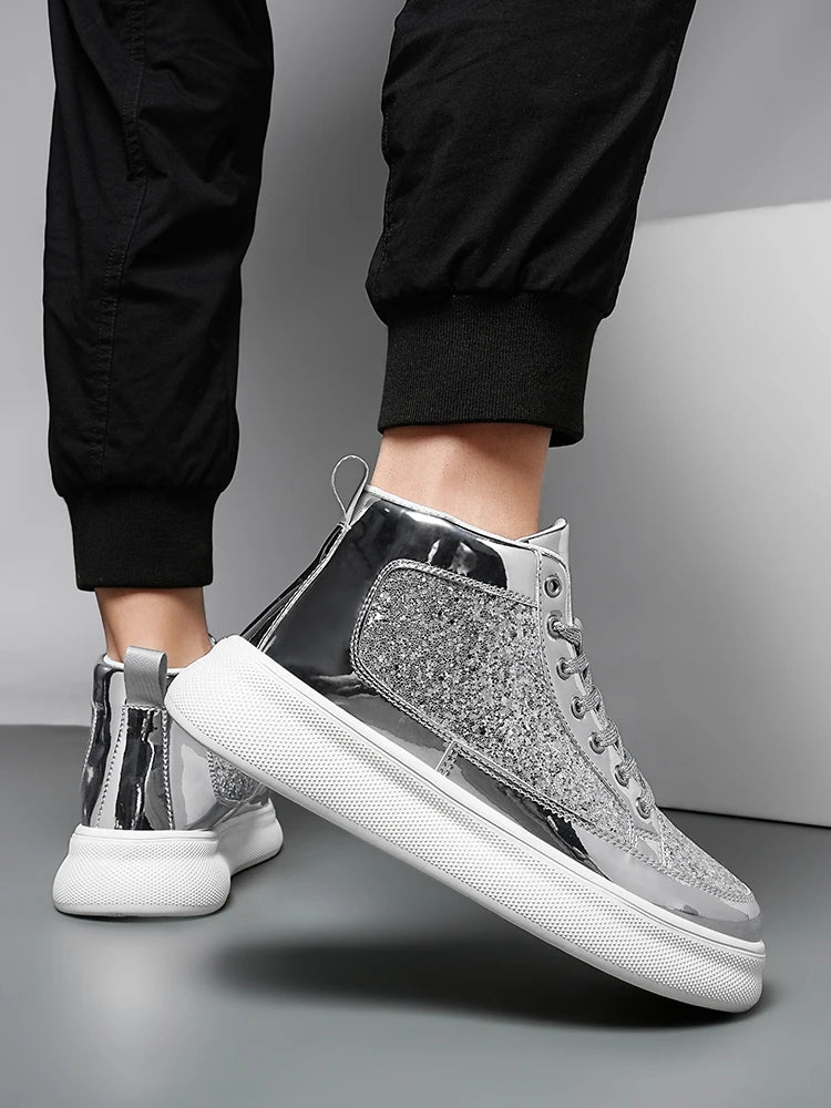 Pink Bling High Top Fashion Skate Shoes