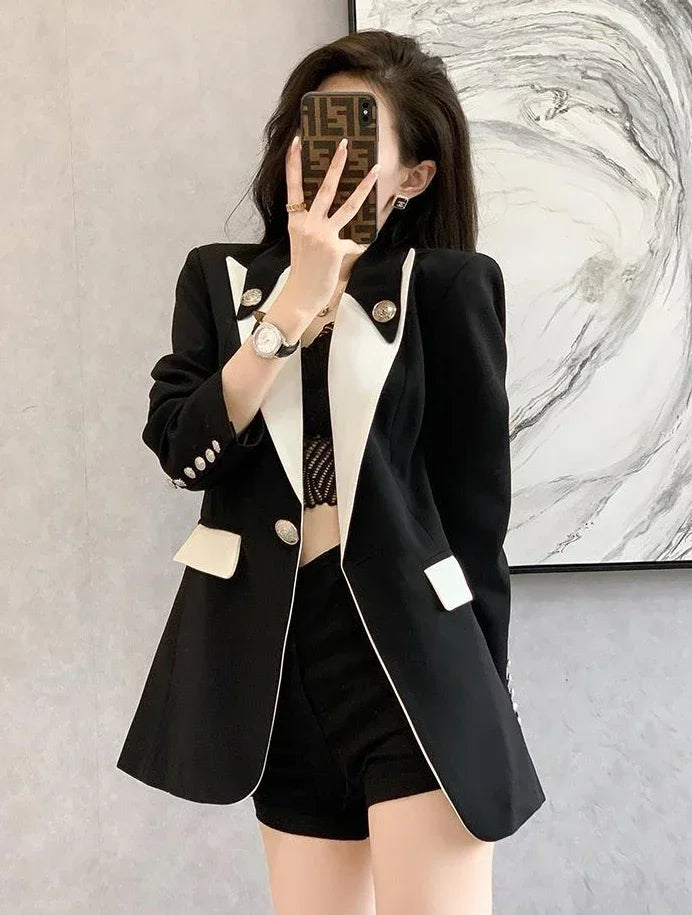 ColorFold™ – Long Tailored Blazer (Colorblock Elegance, On-Sale Collection)