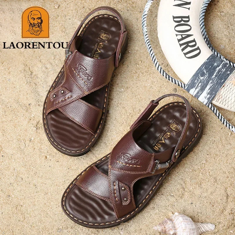 Men Leather Buckle Casual Sandals