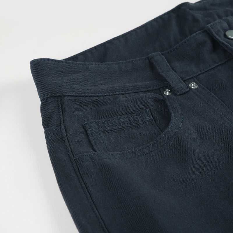 Women Low-Waist Rivet Wide Jeans