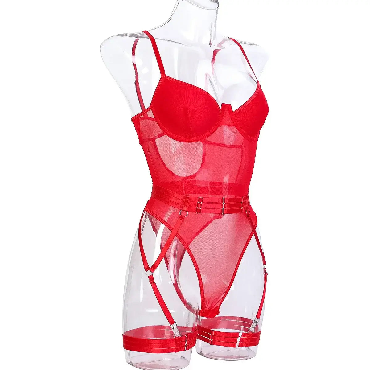 Women Mesh Splicing Suspender Jumpsuit