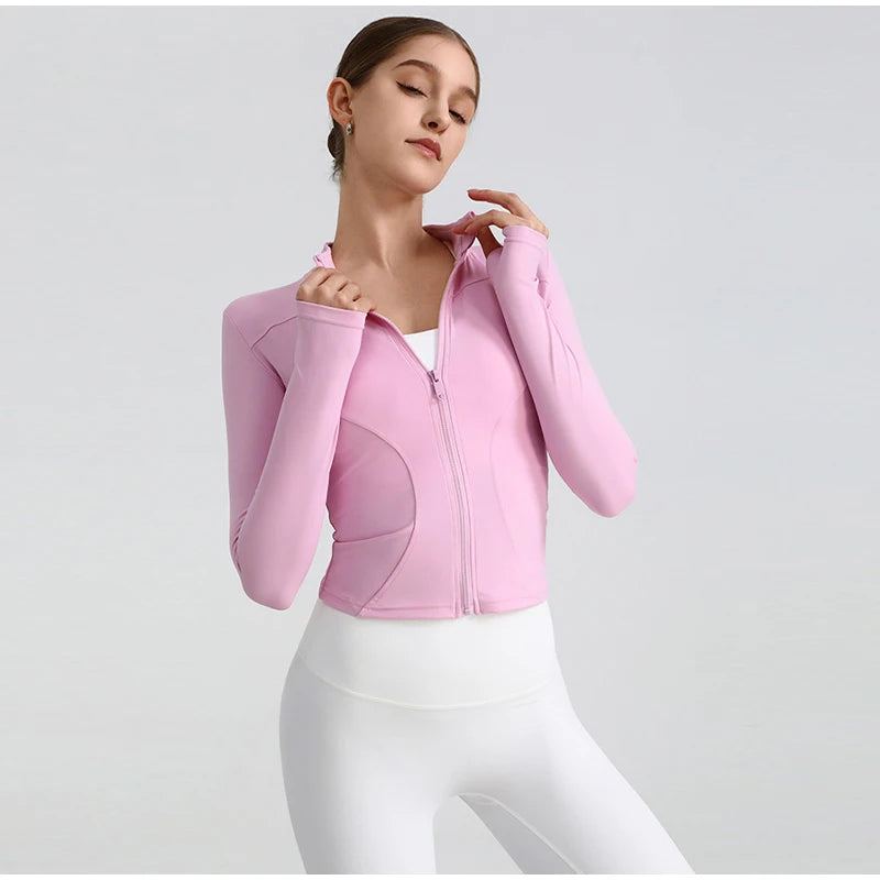 Women Slim Fit Zipper Yoga Jacket