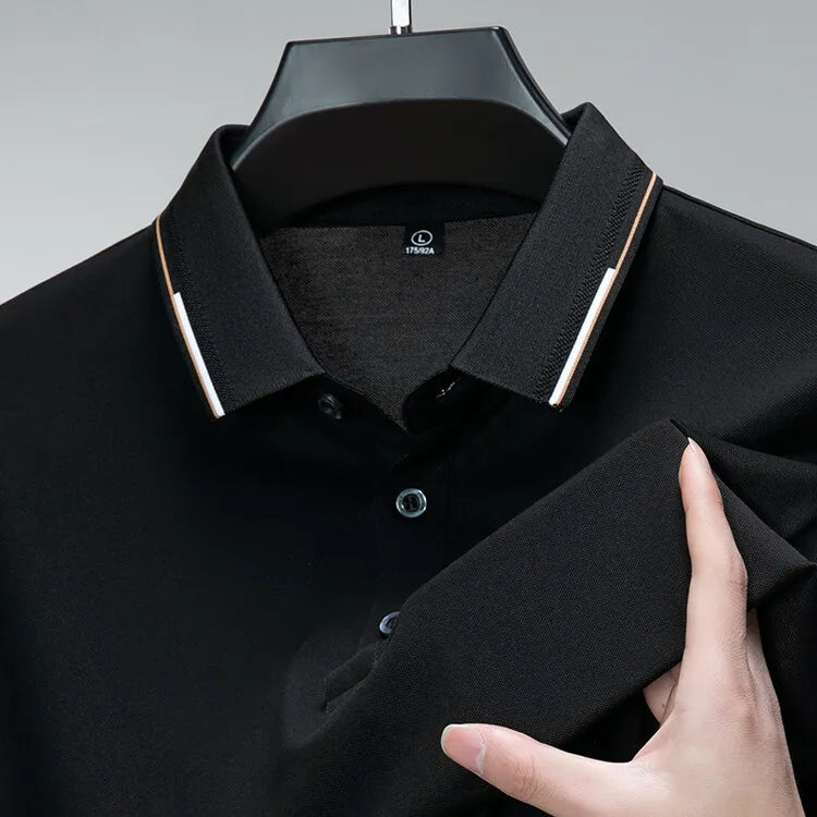 Men Luxury Silk Cotton Polo Shirt