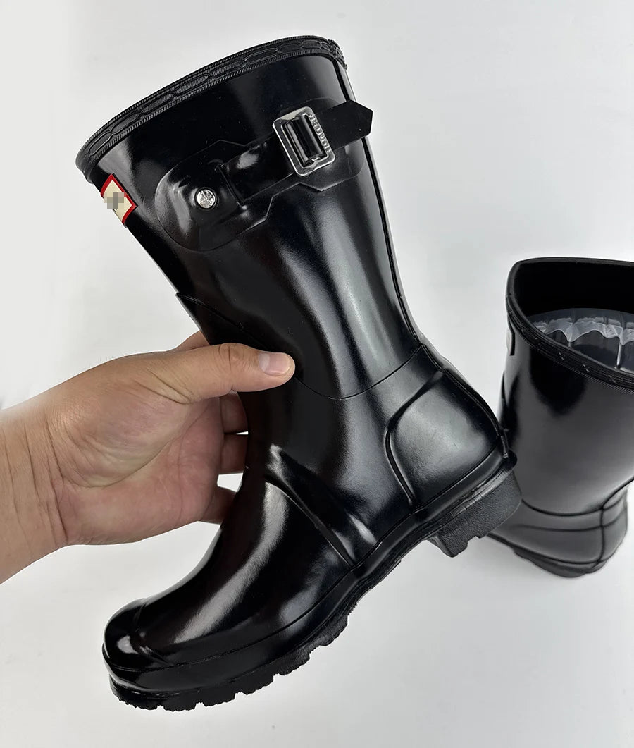 Women Mid Calf Boots Embroidered Leather