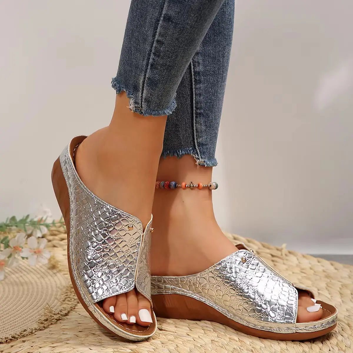 Women Huarache Wedge Sandals Summer Slides