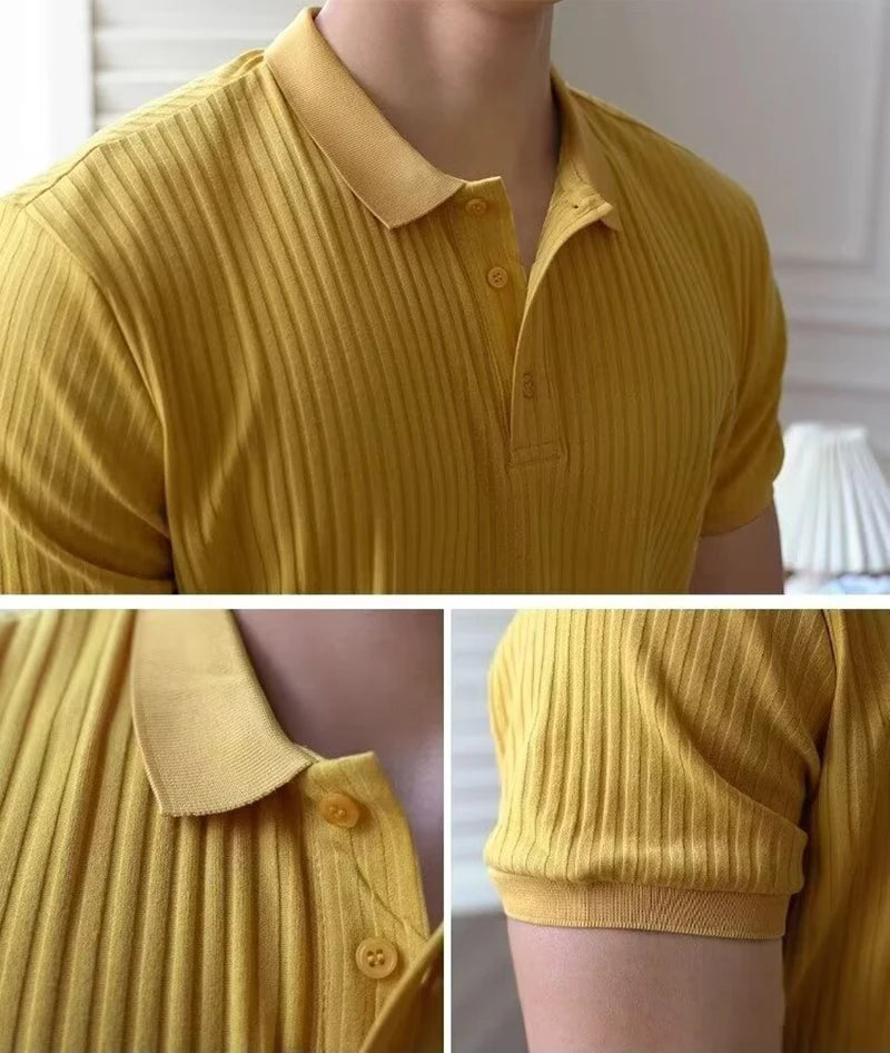 Men Stripe Polo Shirt