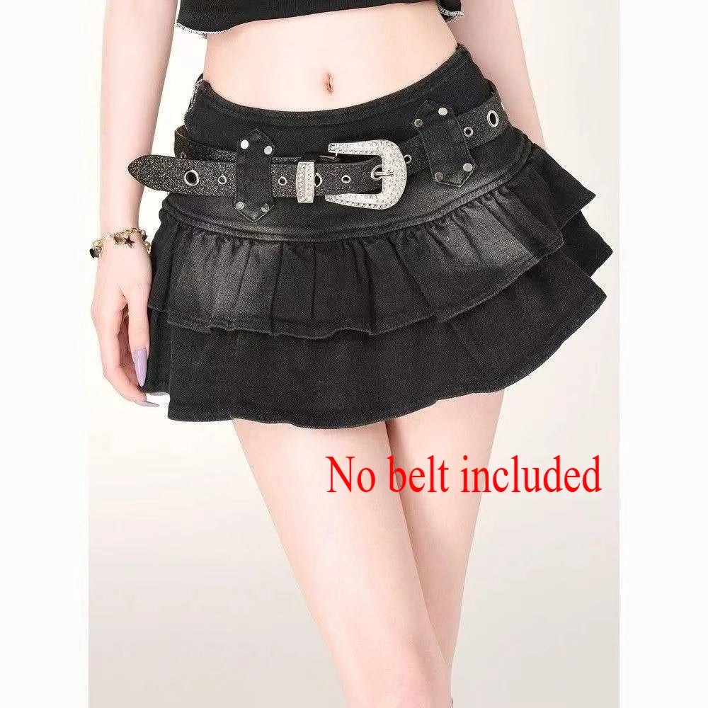StreetBelt™ – Riveted Mini Skirt (Blue Black High Street Y2K)