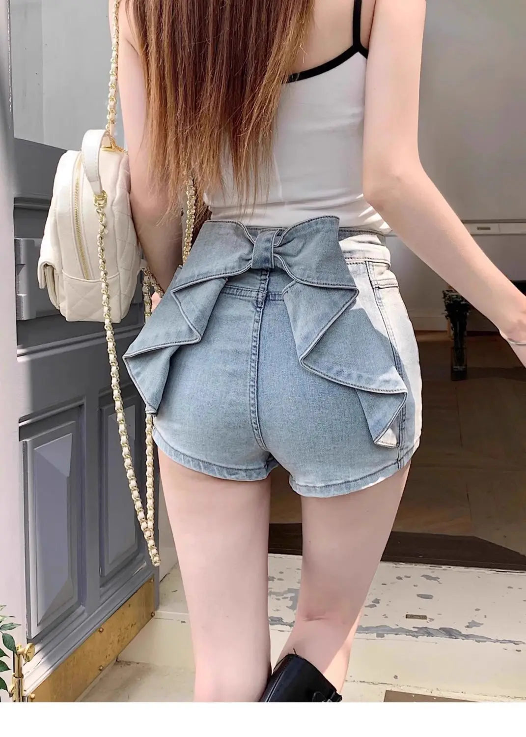 BowPop™ – Summer Hot Girl Denim Shorts (Hip Wrap, High Waist Fit)