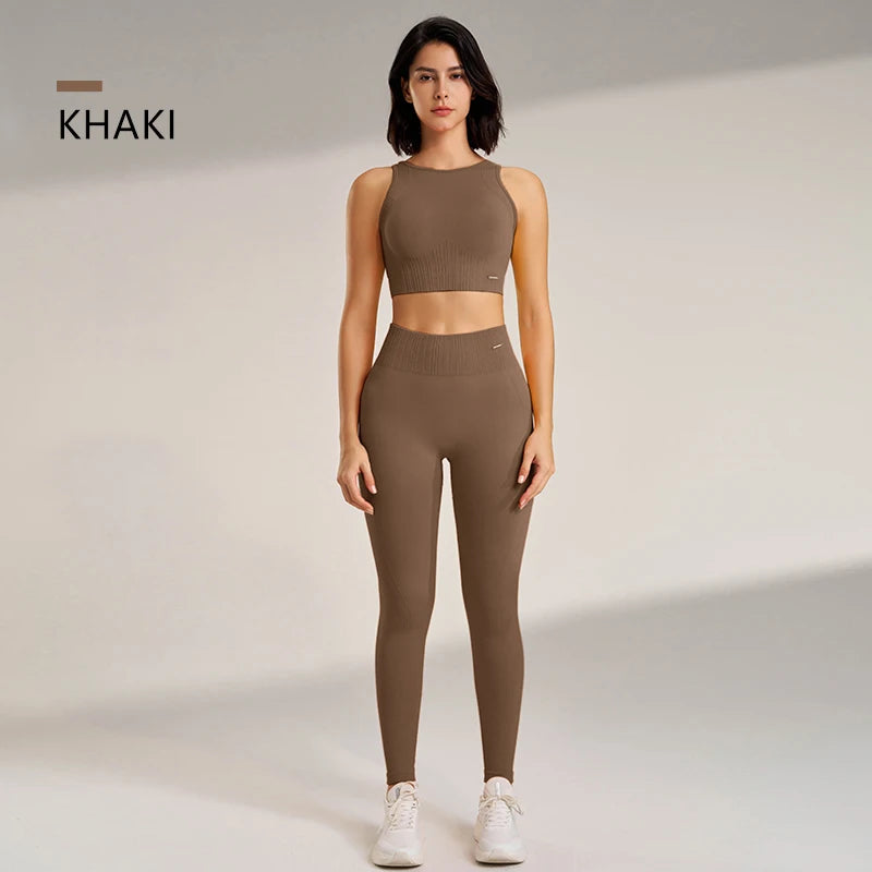 Women High Waist Leggings & Top Set