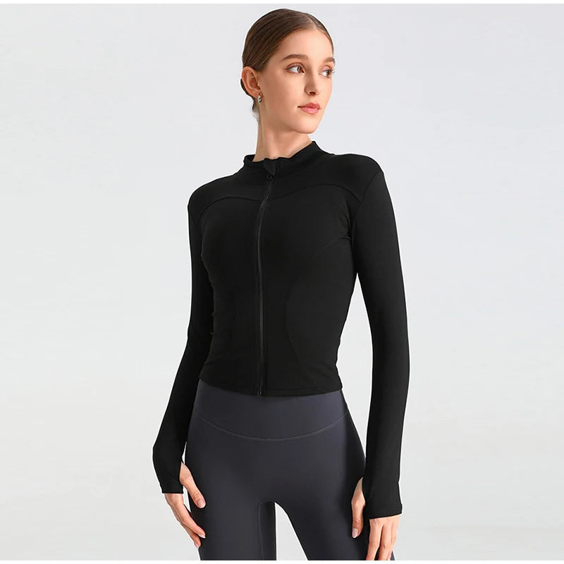 Women Slim Fit Zipper Yoga Jacket
