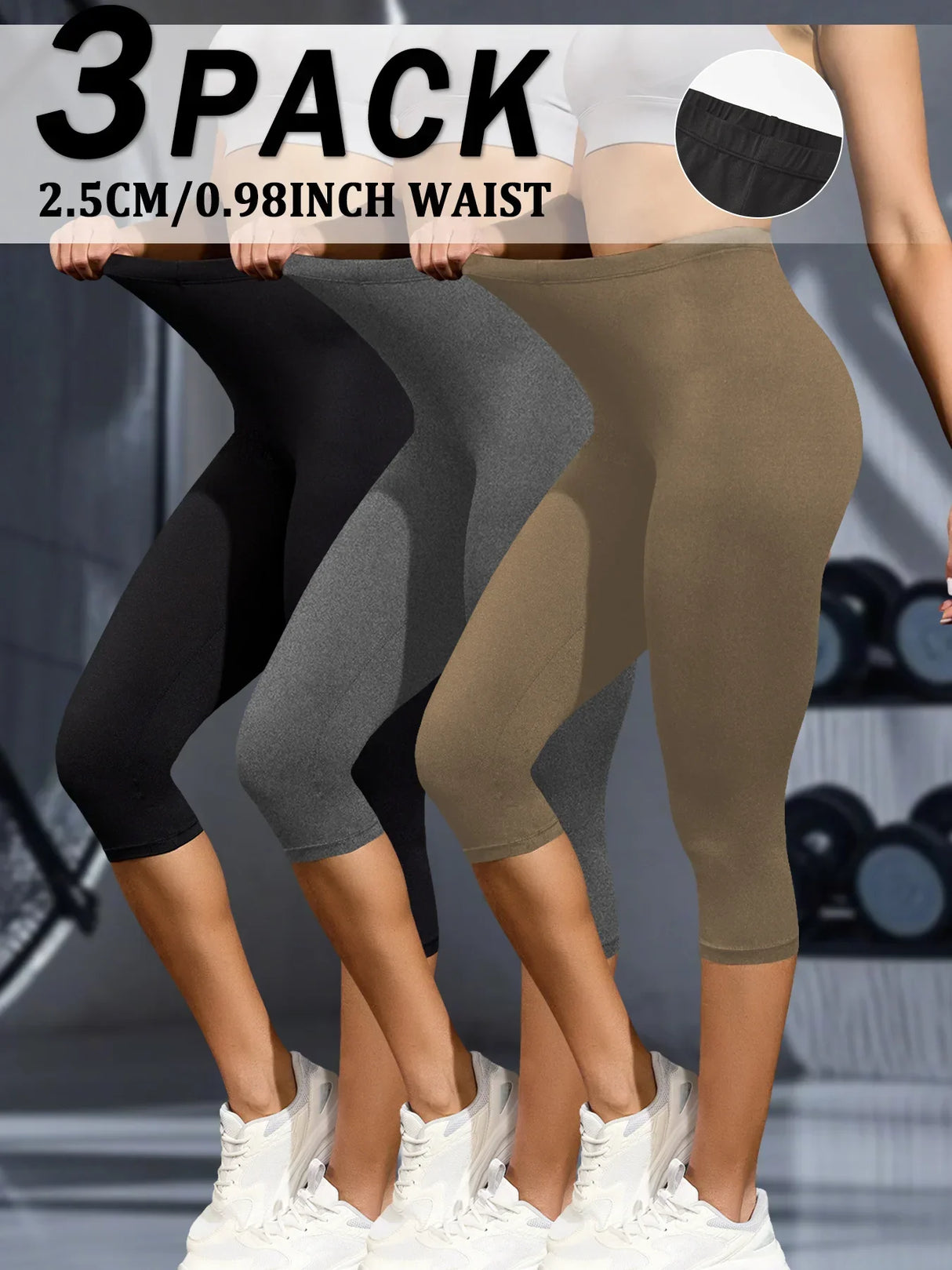 Women 3-Pack Super Soft Capri Yoga Leggings