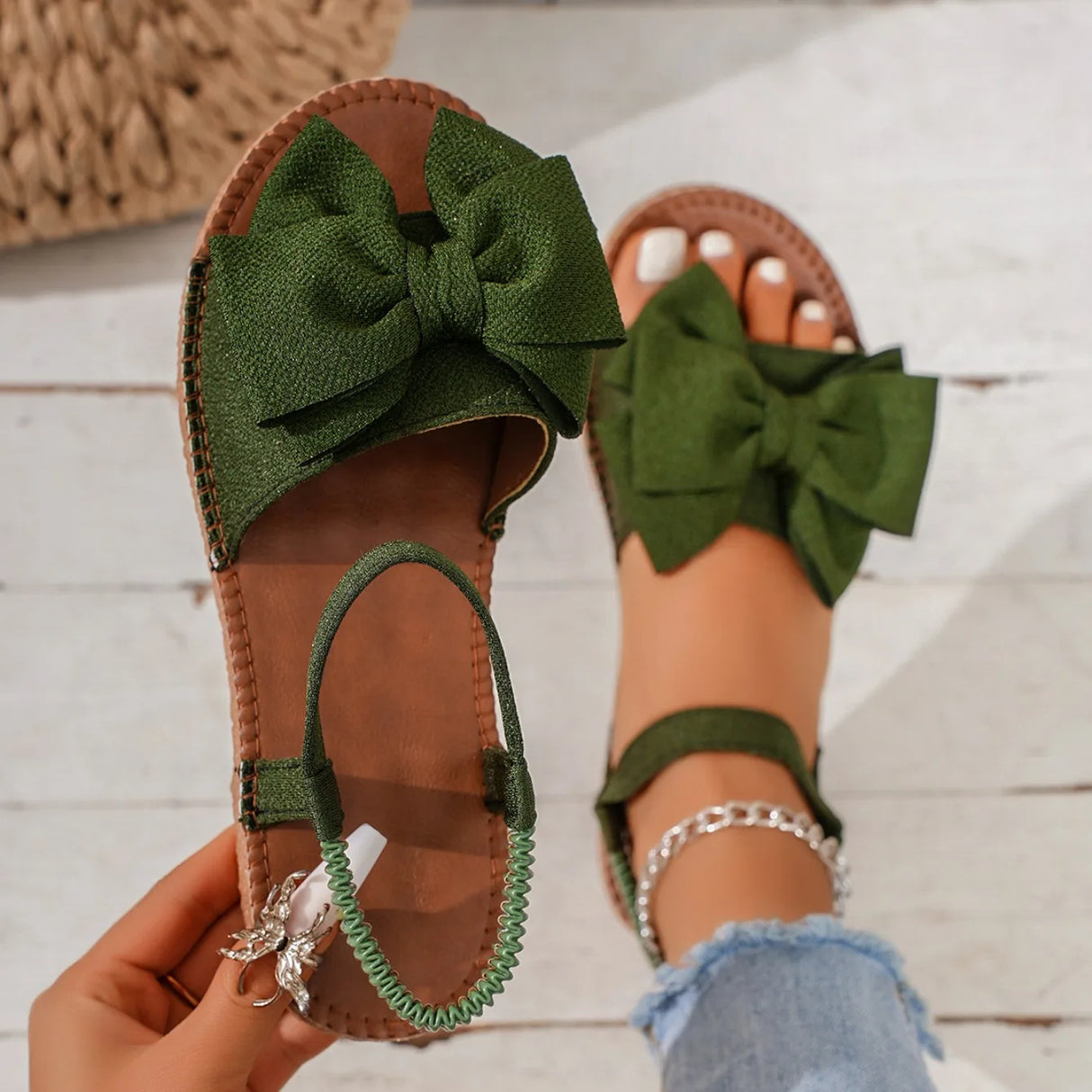 Women Bow Tie Sandals Casual Summer Slides