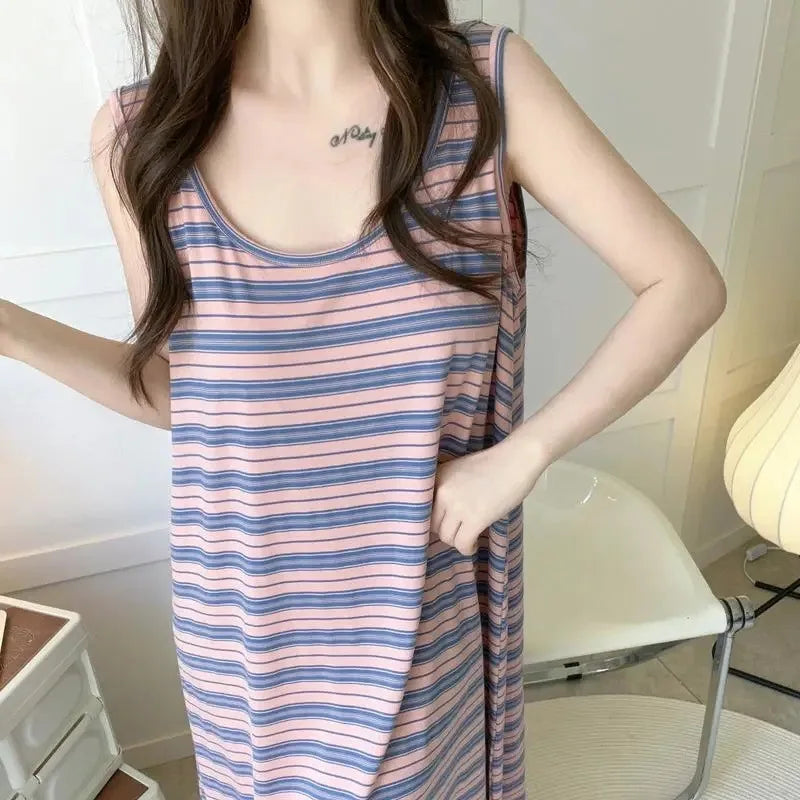 Women Striped Vest Plus Size Nightwear