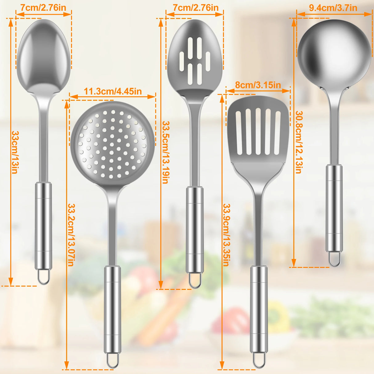 5-Piece Stainless Steel Cooking Utensil Set