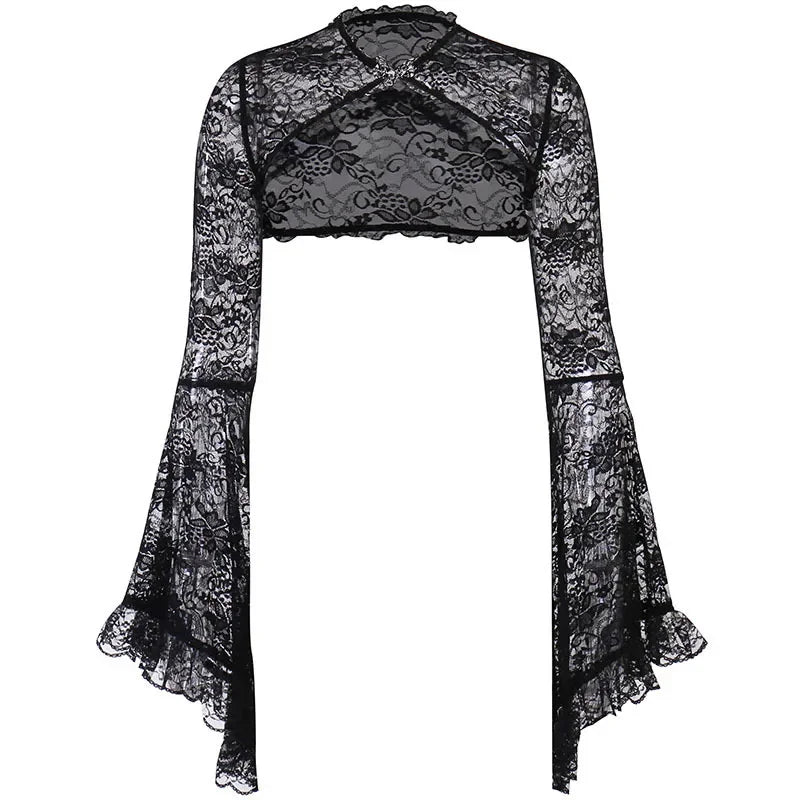 Gothic Black Sheer Bolero Shrug Jacket