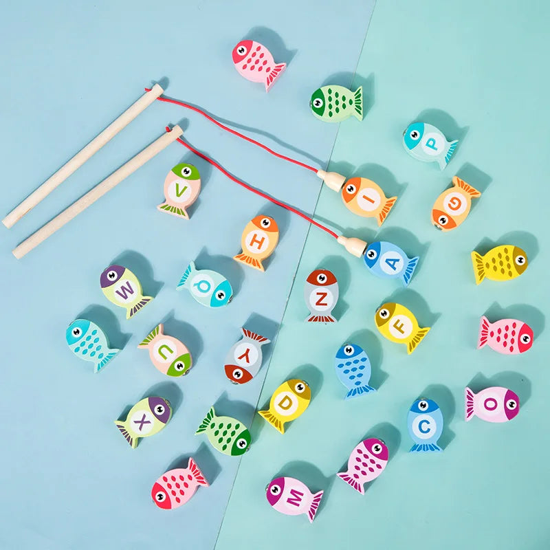Wooden Alphabet Fishing Game Toy