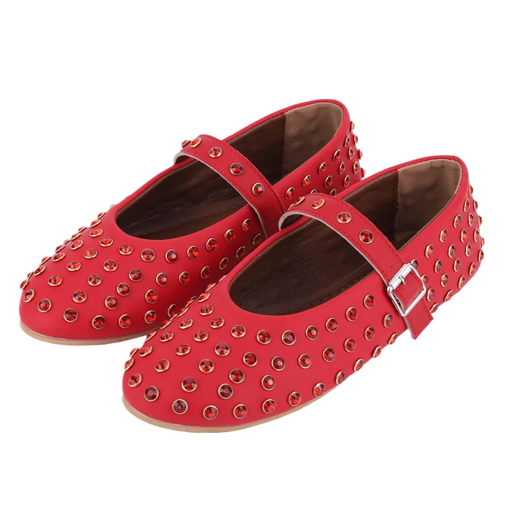 Women Crystal Ballerina Shoes Rhinestone Flats