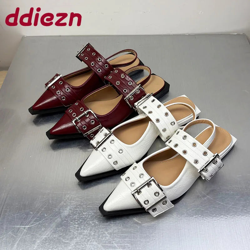 Women Flats – Pointed Toe Slingback Designer Shoes