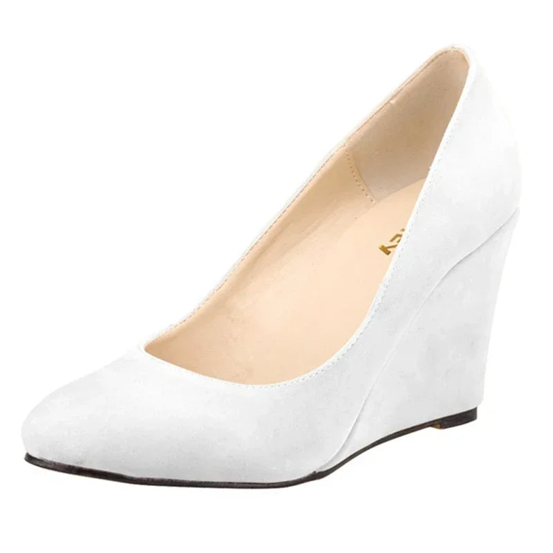 Classic Pointed Wedge Pumps – Black Faux Suede 2025