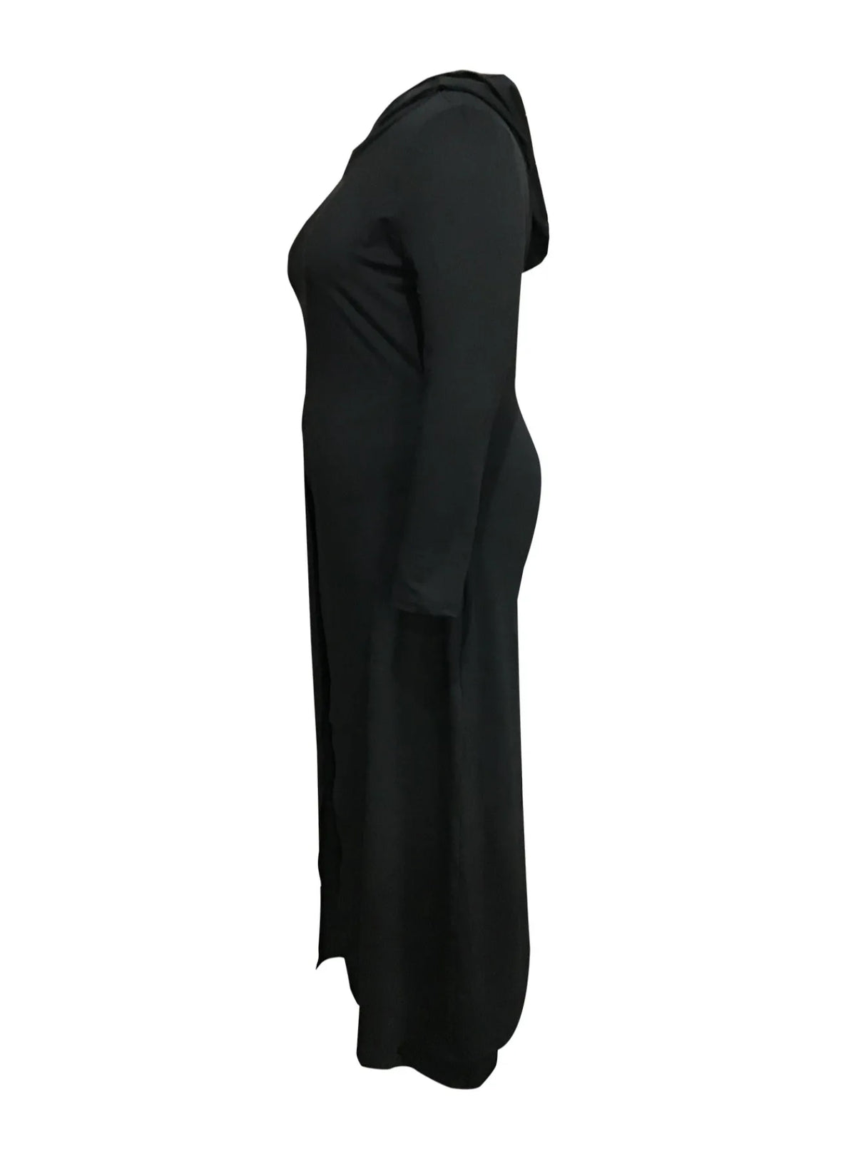 Plus Size Hooded Black Pants Set