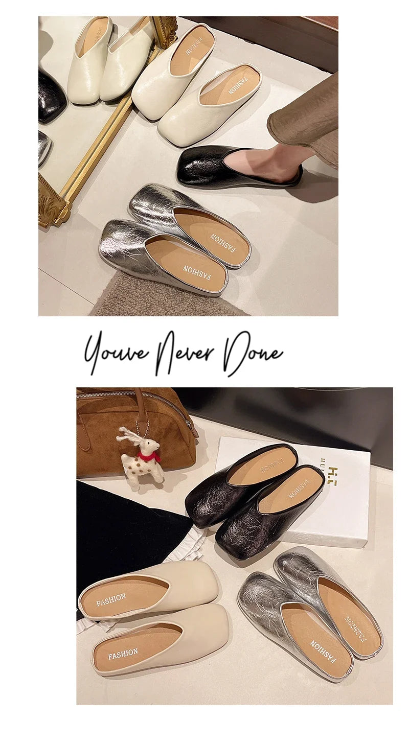 Women Mules Closed Toe Flat Slides