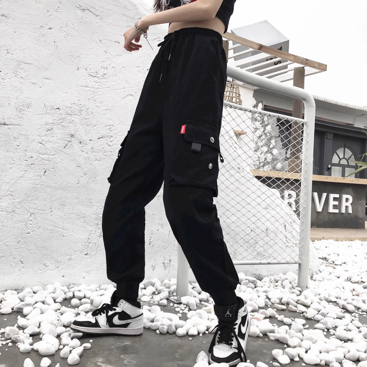 Plus Size Women's Cargo Pants – High Waist Black