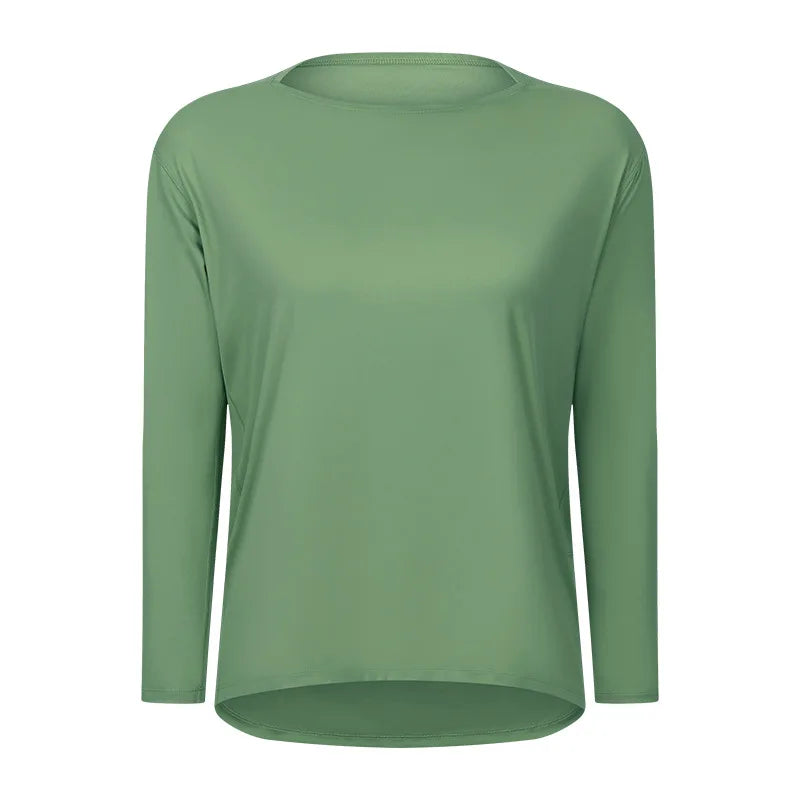 Women's Long Sleeve Yoga Shirt – Quick-Dry Loose Running Training Top