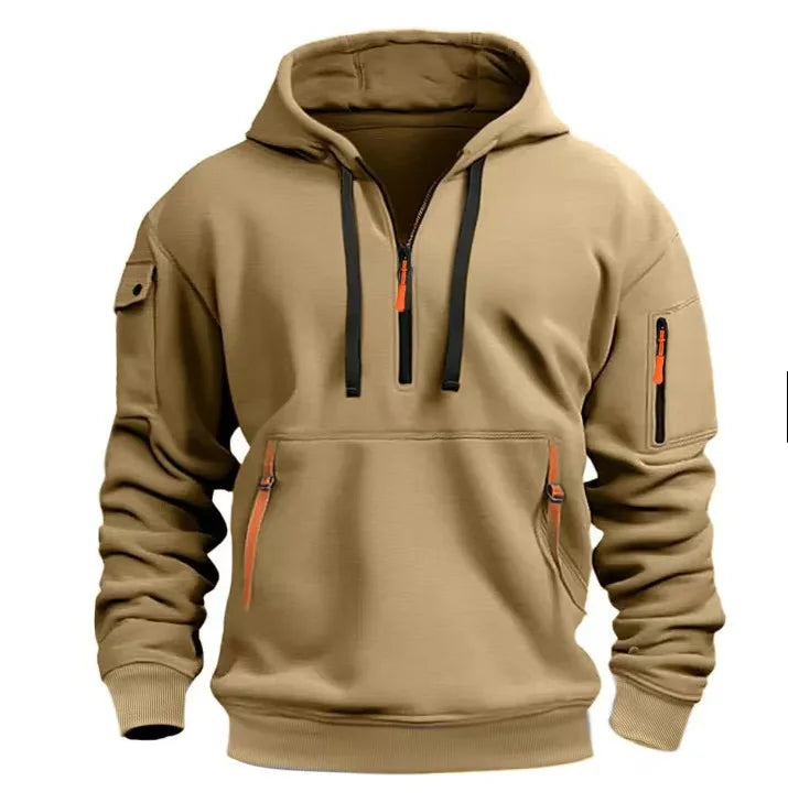 Men's Plus Size Hoodie – Streetwear Multi-Pocket