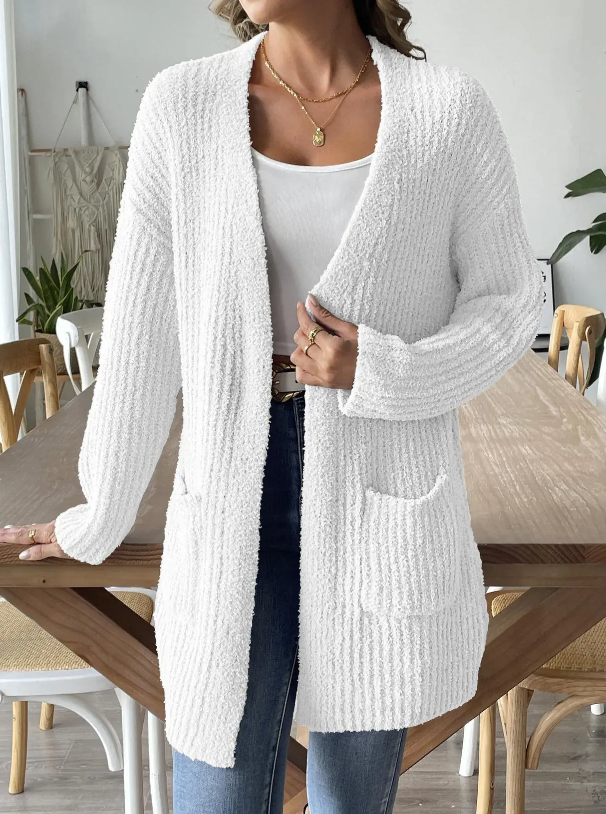 Women Long Sleeve Pocket Knit Cardigan