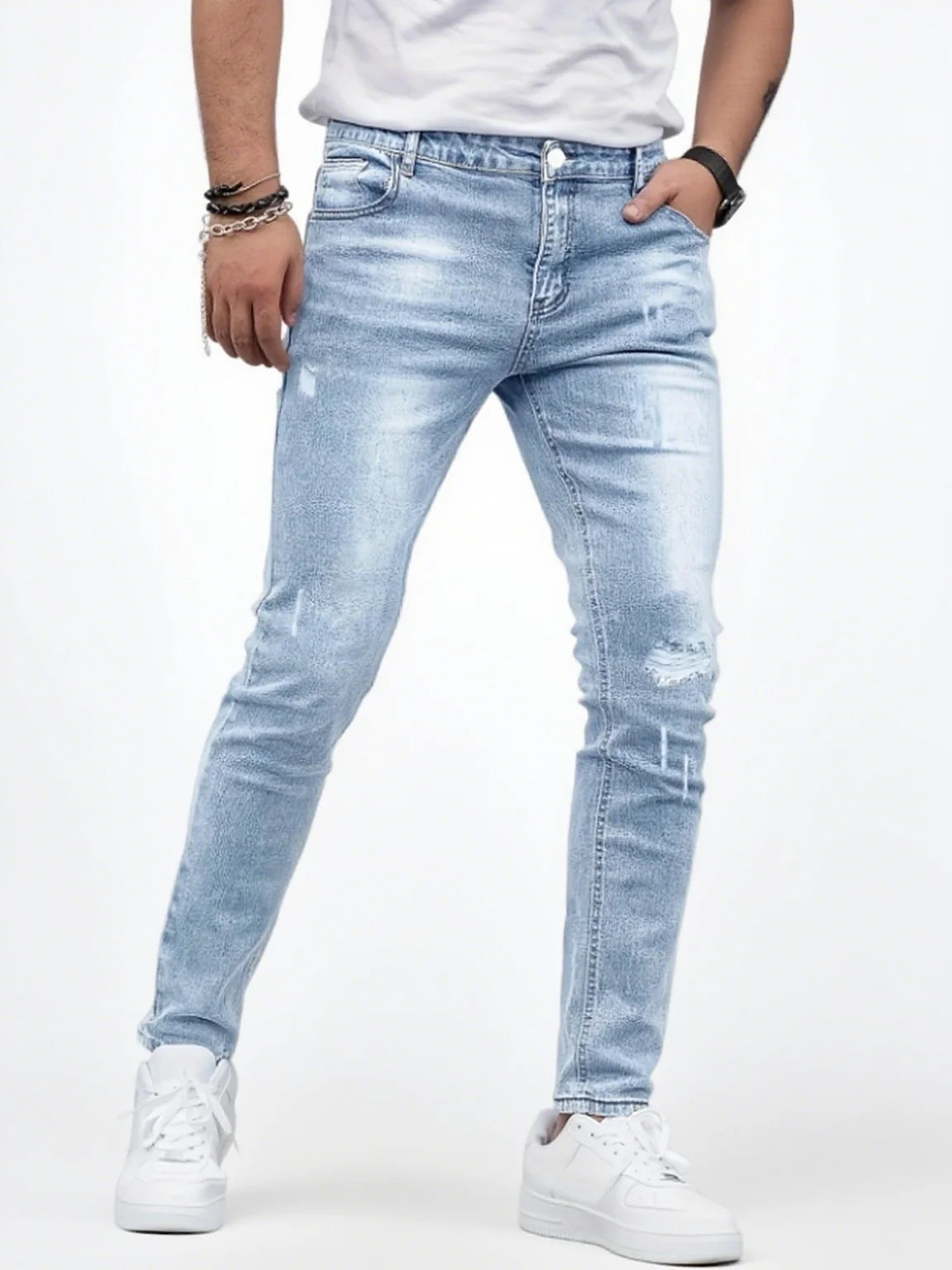 Men Distressed Slim Jeans