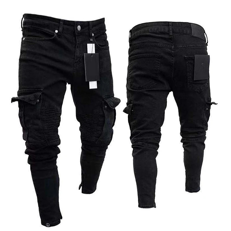 Men Cargo Pocket Jeans